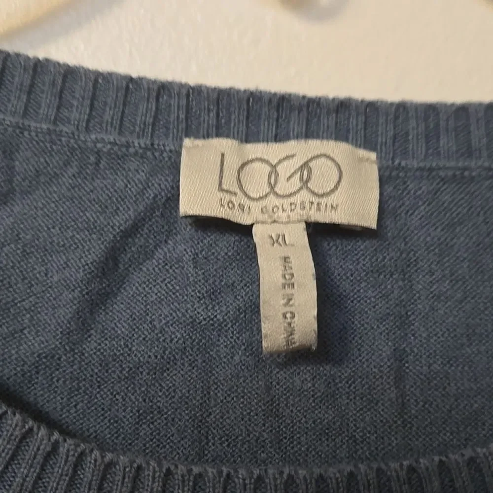 LOGO Lori Goldstein Pullover Sweater Dress Cashmere/Cotton Sheer Hem Women's XL - Picture 4 of 6